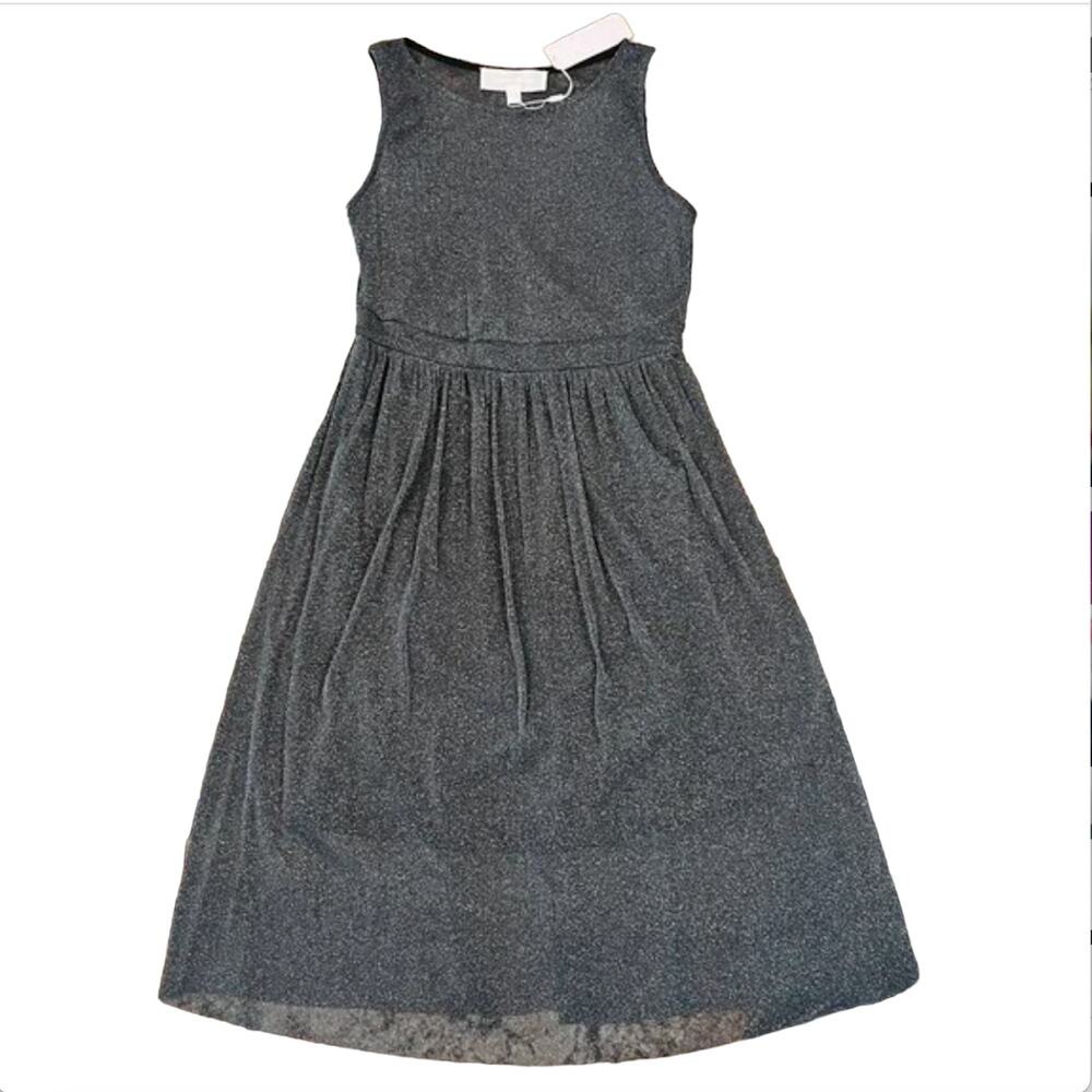 NWT Nordstrom Superfoxx Metallic Silver Mesh Fit & Flare Dress - SIZE SMALL